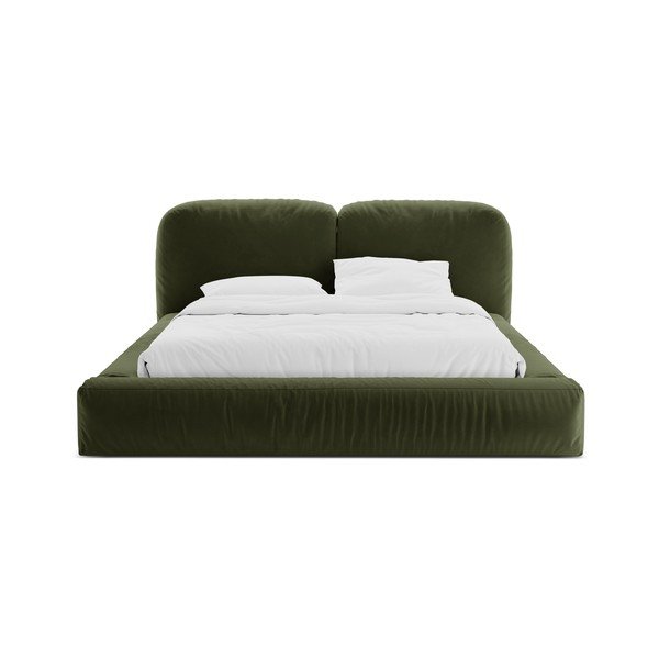 Zöld kárpitozott ágyneműtartós franciaágy ágyráccsal 200x200 cm Martina – Micadoni -image-4