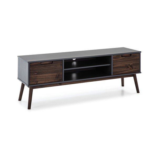 Antracitszürke-sötétbarna borovi fenyő TV-állvány 140x52,5 cm Nussa – Marckeric-image-3