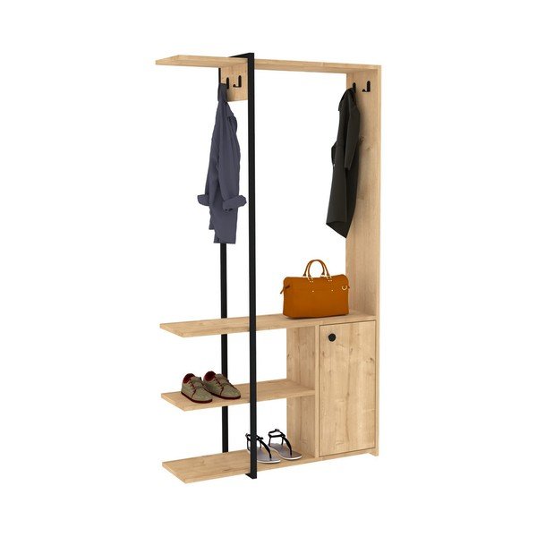 Fekete-natúr színű előszoba bútor Kumsal – Kalune Design-image-2