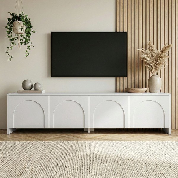 Fehér TV-állvány 180x45x32 cm Aurelia – Kalune Design-image-2