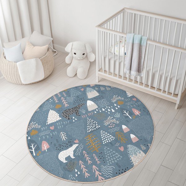 Kék mosható gyerek szőnyeg ø150 cm Forest Land – Mila Home-image-2