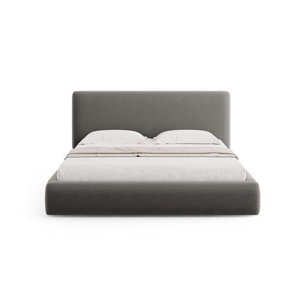 Szürke kárpitozott ágyneműtartós franciaágy ágyráccsal 180x200 cm Colonel – Cosmopolitan Design-image-3