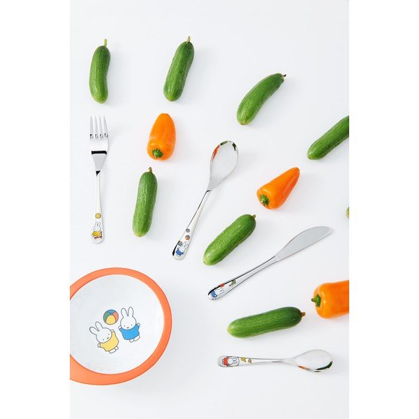 Ezüstszínű rozsdamentes acél gyerek evőeszköz 4 db-os Miffy – Zilverstad-image-1
