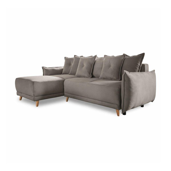 Világosbarna kordbársony kinyitható sarokkanapé (variálható) Lazy Lukka – Miuform