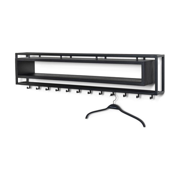 Fekete fém fali fogas polccal 118 cm School – Spinder Design-image-2