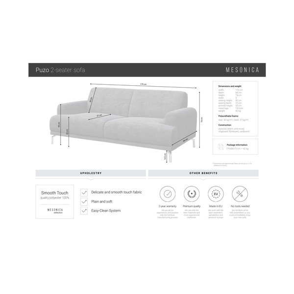 Puzo antracitszürke kanapé, 170 cm - MESONICA-image-4