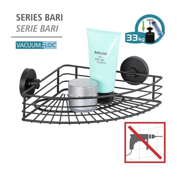 Vacuum-Loc® Bari fekete fürdőszobai sarokpolc - Wenko-image-4