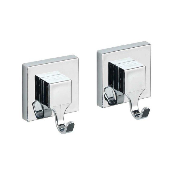 Fényes ezüstszínű öntapadós műanyag fürdőszobai kiegészítő szett Quadro – Wenko-image-3