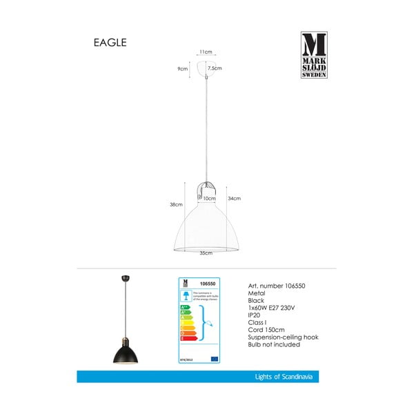 Eagle fekete függőlámpa - Markslöjd-image-1