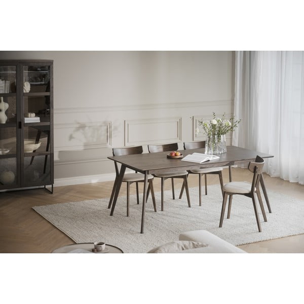 Sötétbarna bővíthető étkezőasztal tölgyfa dekorral 90x190 cm Yumi – Rowico-image-3