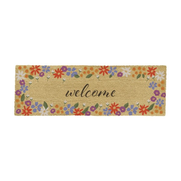 Kókuszrost lábtörlő 40x120 cm Welcome Floral – Artsy Doormats