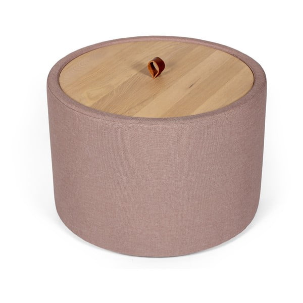 Ibisco világos rózsaszín tárolóasztal, levehető tölgyfa asztallappal, ⌀ 56 cm - Askala