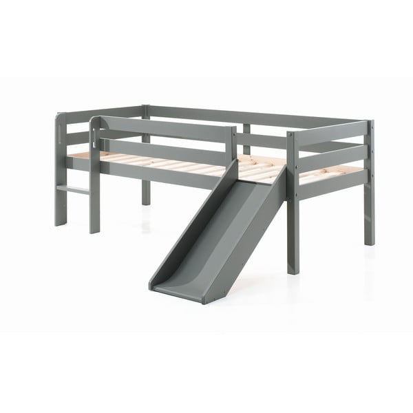 Pino szürke magasított gyerekágy csúszdával, 90 x 200 cm - Vipack-image-2