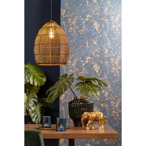 Fekete-aranyszínű függőlámpa fém búrával ø 40 cm Meya – Light & Living-image-1