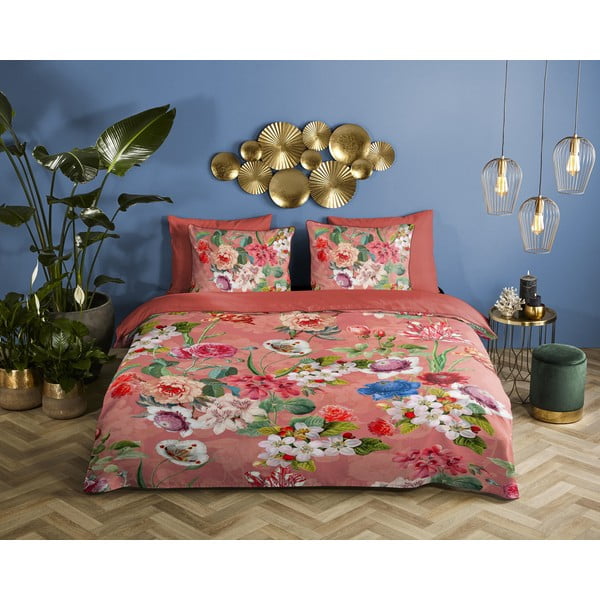 Narancssárga kétszemélyes-hosszabbított pamut-szatén ágyneműhuzat 240x220 cm Amalia – Descanso-image-1