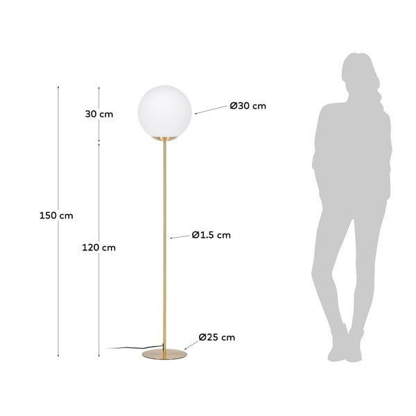 Aranyszínű állólámpa üveg búrával (magasság 150 cm) Mahala – Kave Home-image-4