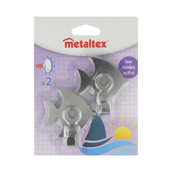 Pesce 2 db-os akasztókészlet, tapadókoronggal - Metaltex-image-2