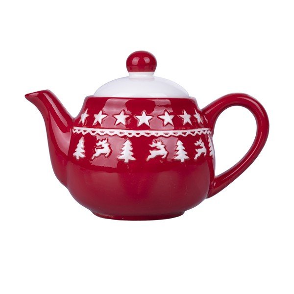 Piros-fehér karácsonyi kerámia teáskanna 520 ml Xmas - VDE Tivoli 1996-image-2