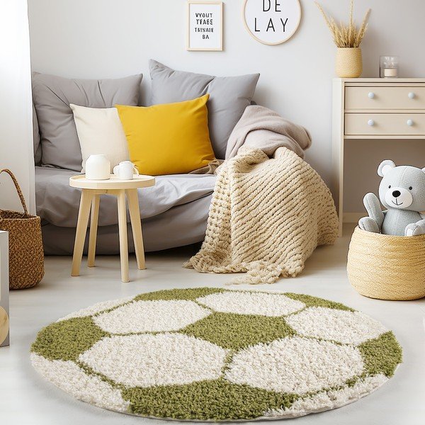Zöld-krémszínű gyerek szőnyeg ø 120 cm Fun – Ayyildiz Carpets-image-1