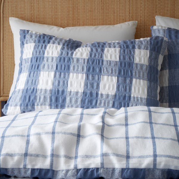 Kék kétszemélyes flanel ágyneműhuzat 200x200 cm Gingham Check – Catherine Lansfield-image-3
