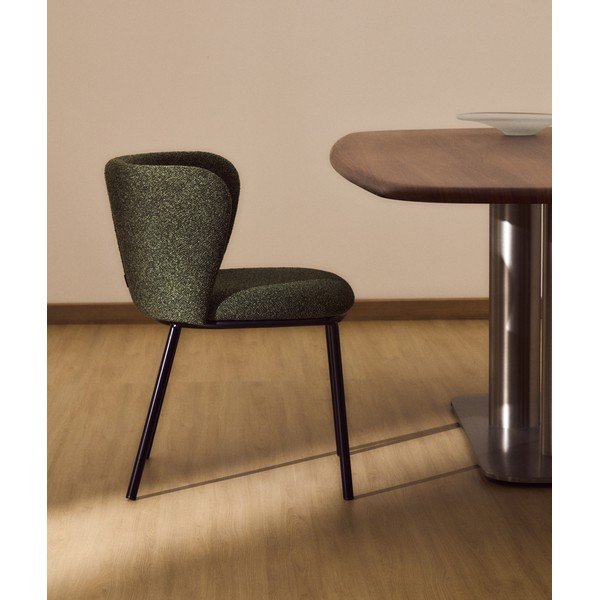 Zöld kárpitozott étkezőfotel Ciselia – Kave Home-image-1