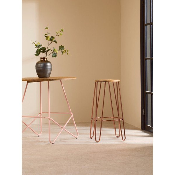 Natúr színű-rózsaarany színű szilfa bárszék (ülésmagasság 75 cm) District – Premier Housewares-image-3