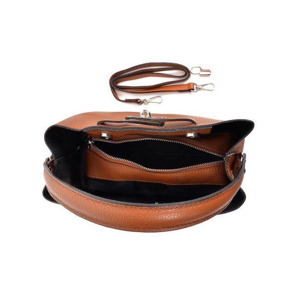 Lock Cognac konyakbarna bőr kézitáska - Isabella Rhea-image-3