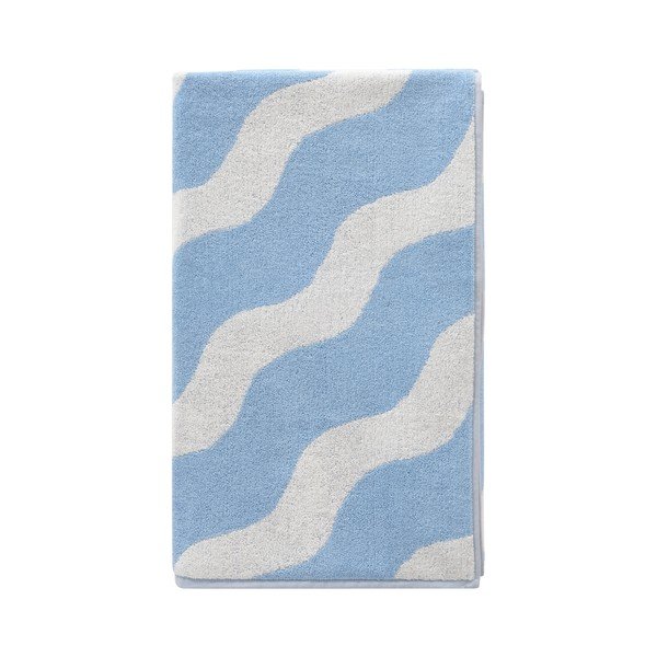 Fehér-világoskék pamut fürdőlepedő 90x150 cm Waves – Jotex