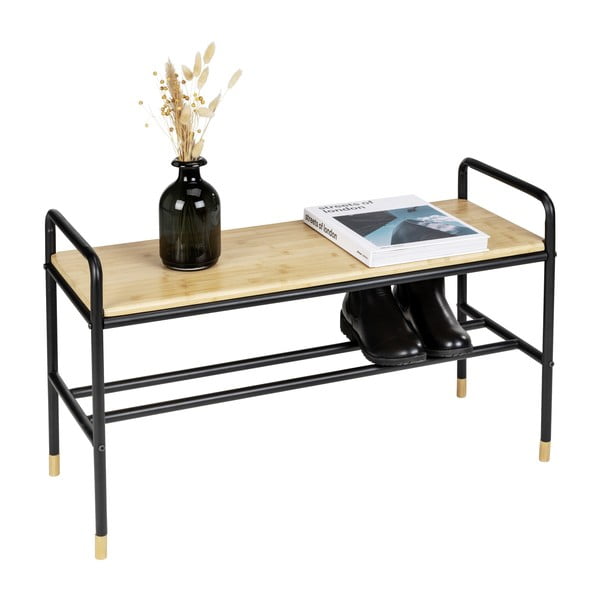 Fekete-natúr színű fém ülőkés cipőtartó Loft – Wenko-image-2