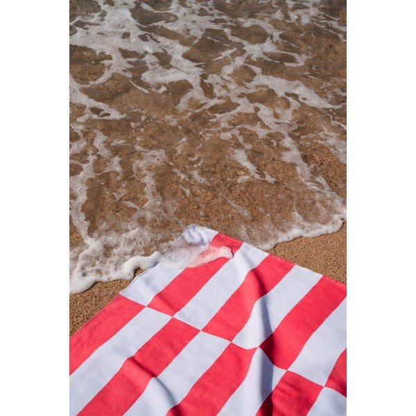 Piros-világoskék pamut strandtörölköző 100x160 cm Su – noo.ma-image-2