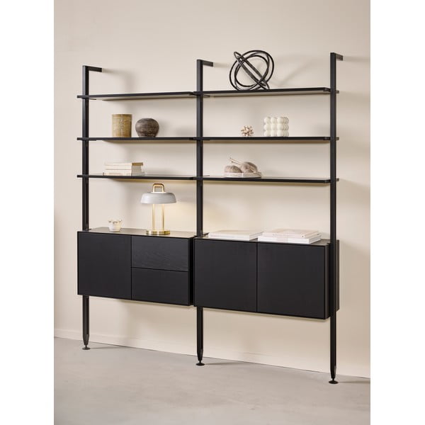 Fekete könyvespolc tölgyfa dekorral 98x210 cm Edge by Hammel – Hammel Furniture-image-1