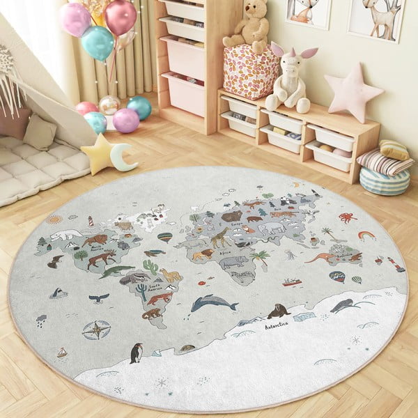 Mosható gyerek játszószőnyeg ø100 cm Big World – Mila Home-image-4