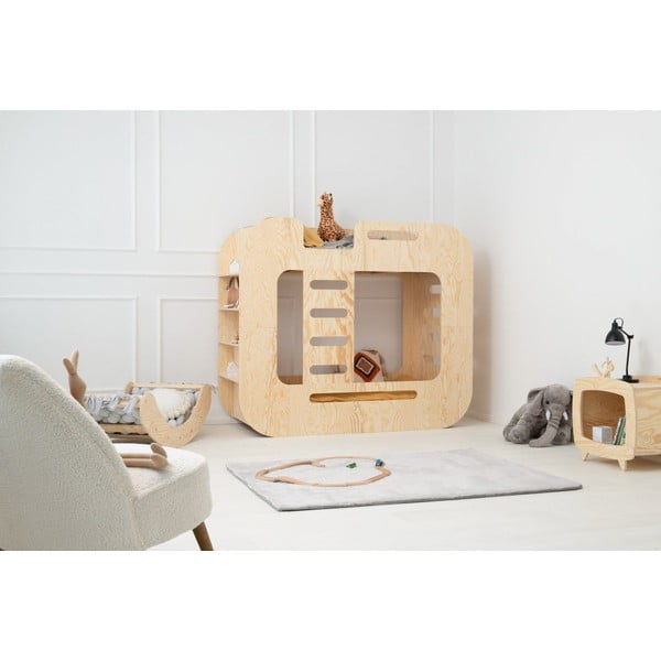 Natúr színű emeletes gyerekágy tárolóhellyel 90x200 cm Mundo – Adeko-image-2