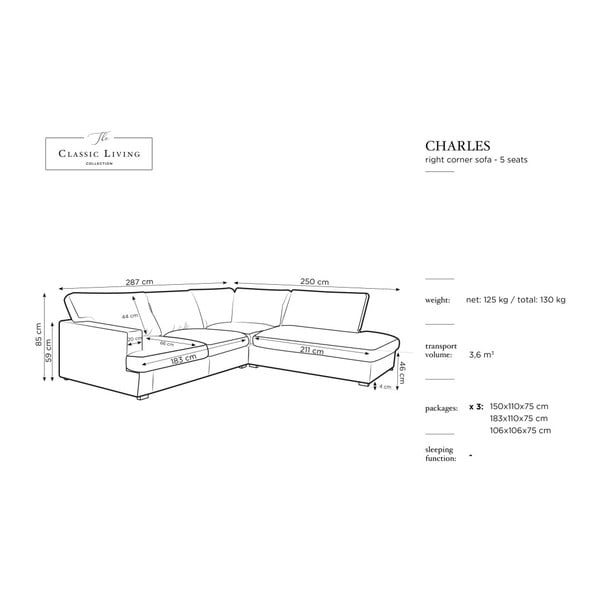 Daphne fekete bal oldali sarokkanapé - Windsor & Co Sofas-image-4