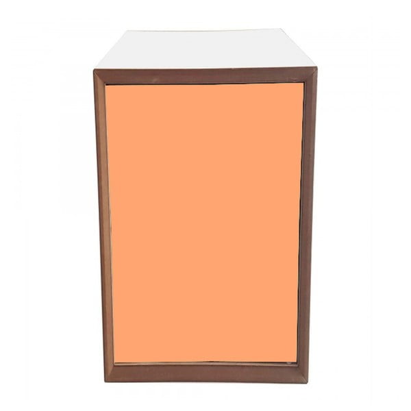 PIXEL kocka polcokkal, fehér kerettel és narancssárga ajtóval, 40 x 80 cm - Ragaba