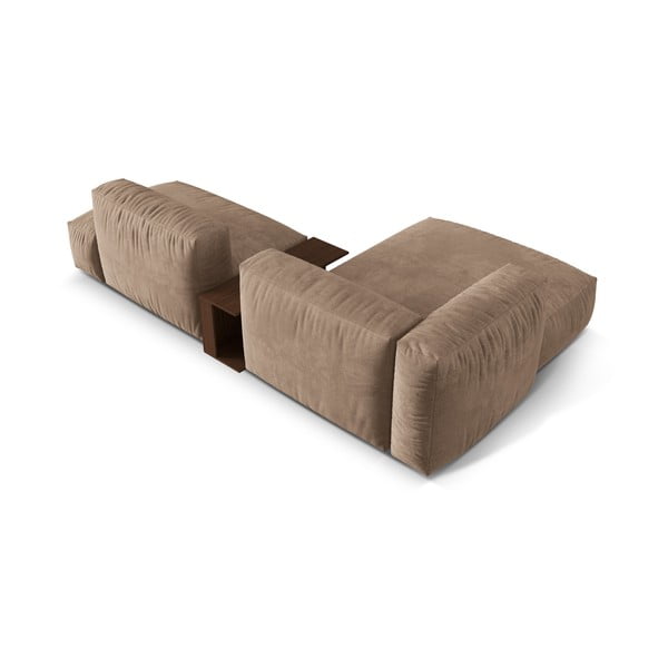 Világosbarna bársony moduláris sarokkanapé (bal oldali-heverő résszel) Martina – Micadoni -image-3