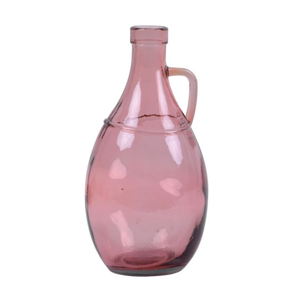 Rózsaszín újrahasznosított üveg váza füllel, magasság 26 cm - Ego Dekor
