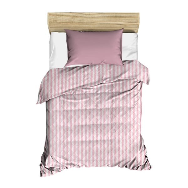 Rózsaszín-fehér steppelt ágytakaró, 160 x 230 cm
