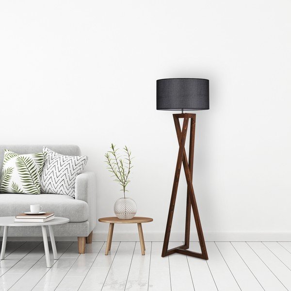 Fekete-barna állólámpa textil búrával (magasság 149 cm) Maçka – Opviq lights-image-2