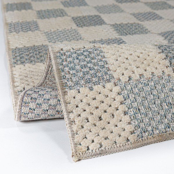 Kék mosható pamutkeverék futószőnyeg 80x230 cm Muted Checkerboard – Flair Rugs-image-2