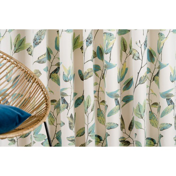 Zöld-krémszínű függöny akasztókhoz 210x260 cm Maui – Mendola Fabrics-image-1