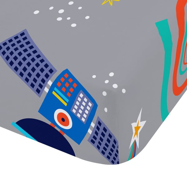 Szürke gumis gyerek lepedő babaágyhoz 70x140 cm Lost In Space – Catherine Lansfield