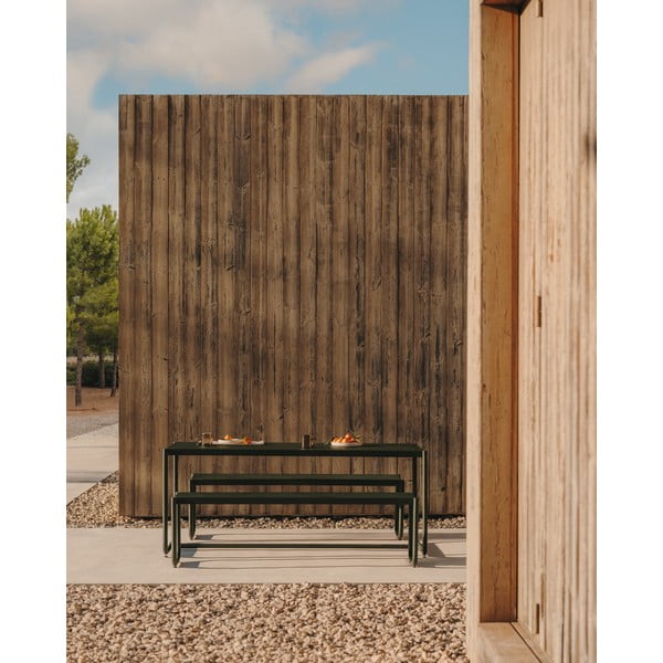 Sötétzöld fém négyszemélyes kerti étkezőgarnitúra Sotil – Kave Home-image-1