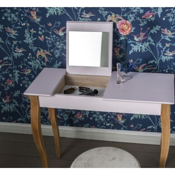 Dressing Table fehér fésülködőasztal tükörrel, hosszúság 85 cm - Ragaba-image-1