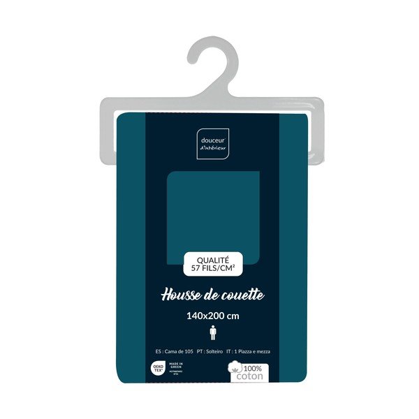 Petróleum színű egyszemélyes pamut paplanhuzat 140x200 cm Lina – douceur d'intérieur-image-2