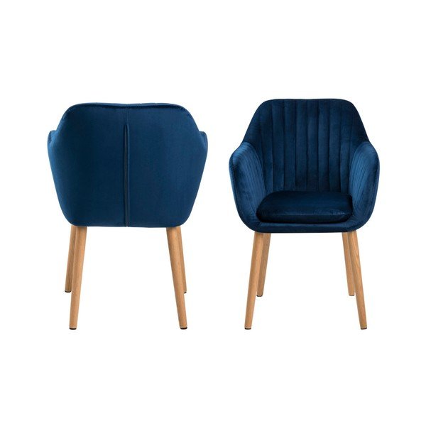 Sötétkék kárpitozott karfás étkezőfotel Emilia – Actona-image-4