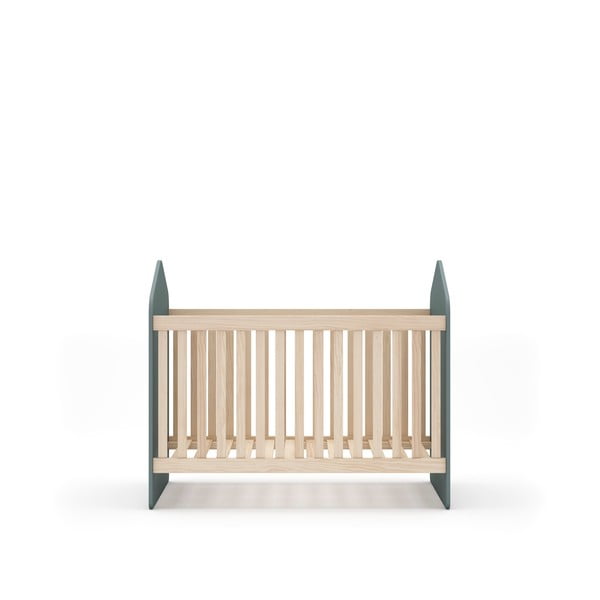 Natúr színű-szürkészöld babaágy 60x120 cm borovi fenyő dekorral Estefania – Marckeric-image-2