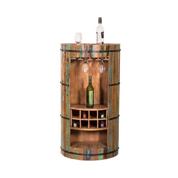 Natúr színű újrahasznosított fa bortartó szekrény, palackok száma 8, 60x115 cm Kaveri – Interia Home & Living-image-2