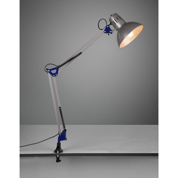 Ezüstszínű asztali lámpa hajlítható szerkezettel-csiptetővel (magasság 73,5 cm) Tajo – Trio-image-1