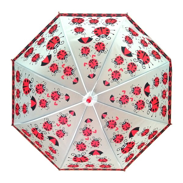 Birdcage Ladybird átlátszó gyerek esernyő piros részletekkel, ⌀ 82 cm